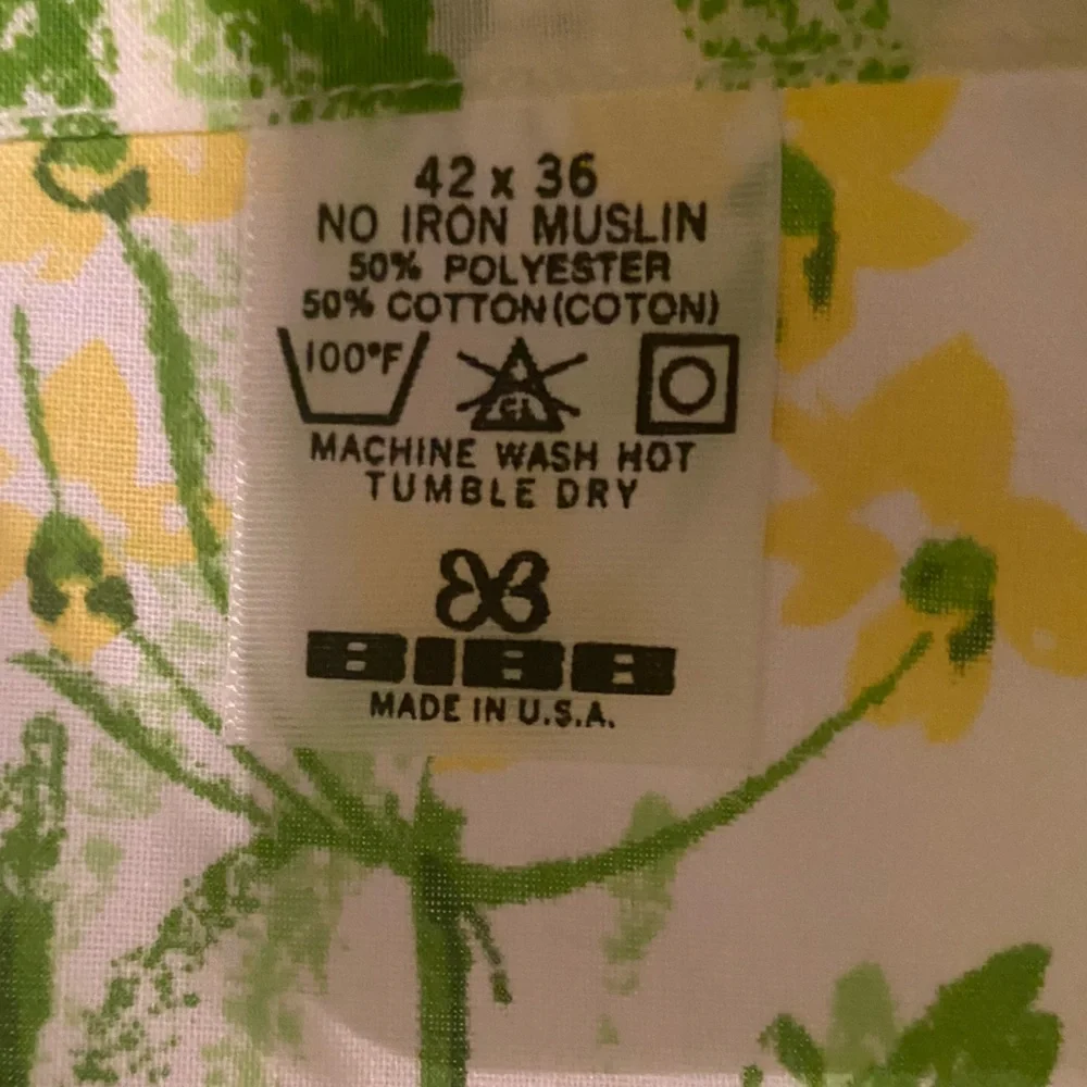 Bibb Vintage Pillowcases. Floral Green/Yellow with Butterflies. Set of 2.NWOT. - Picture 4 of 4